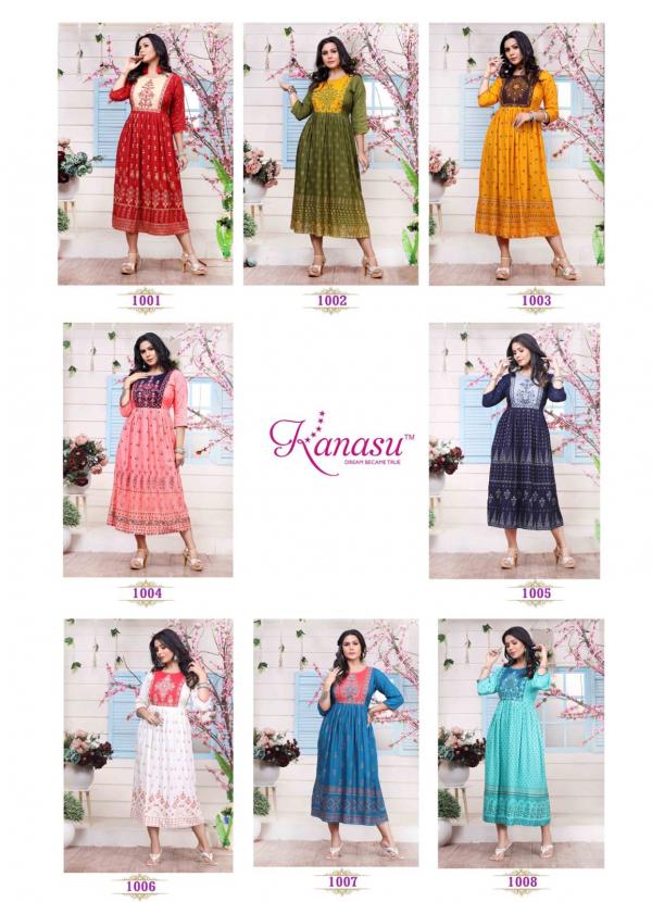 Kanasu Kaash Rayon Embroidered Long Kurti Collection